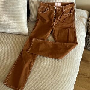 REVICE ex boyfriend jean. brown with white trim. Size 28 fits small.